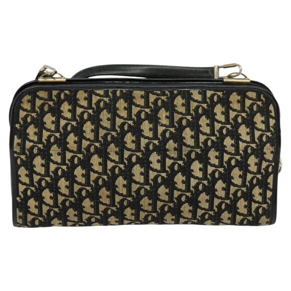 DIOR Trotter Canvas Shoulder Bag Navy Gold - Picture 3 of 12